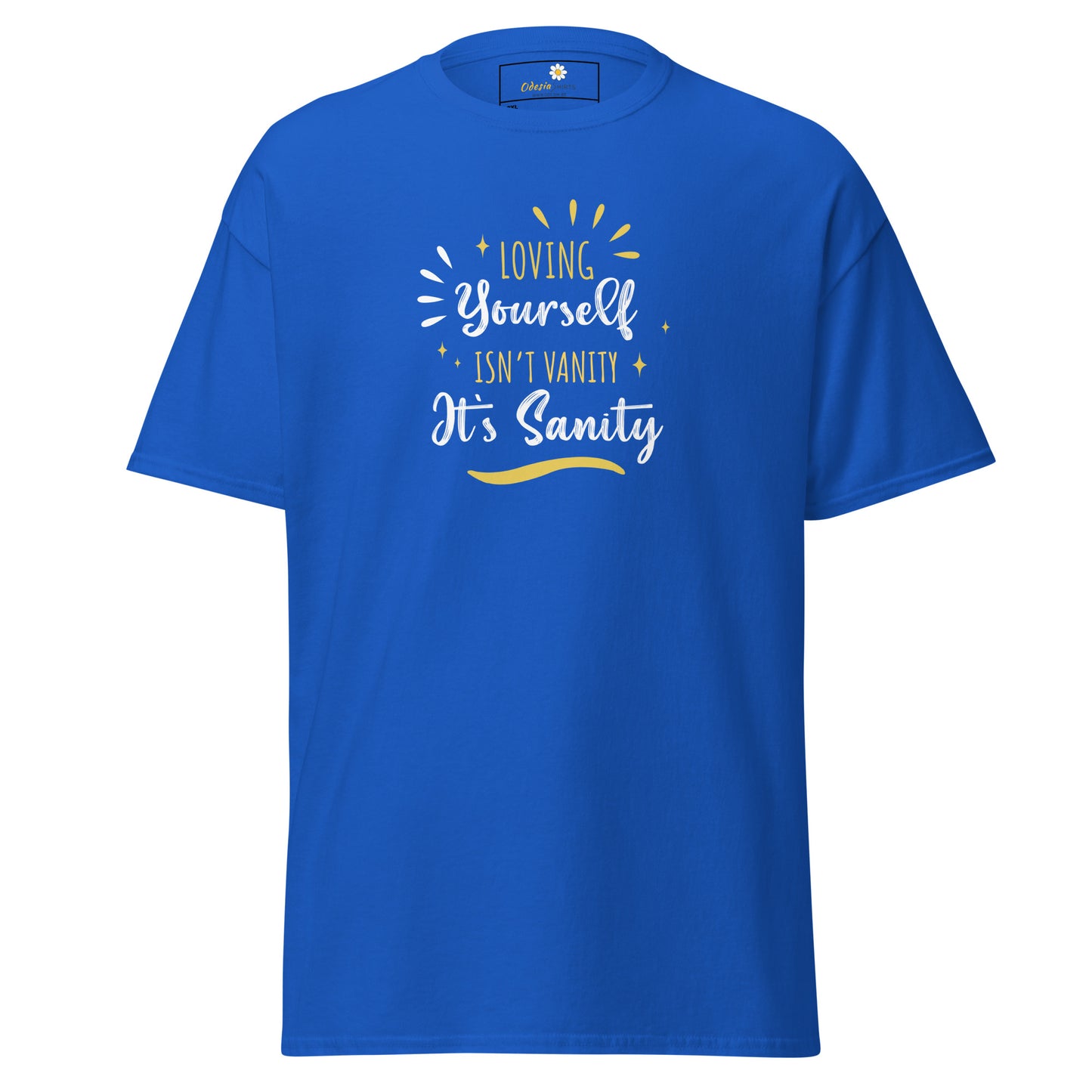 T-shirt classique pour homme - Texte : LOVING YOURSELF SANITY - GRAND