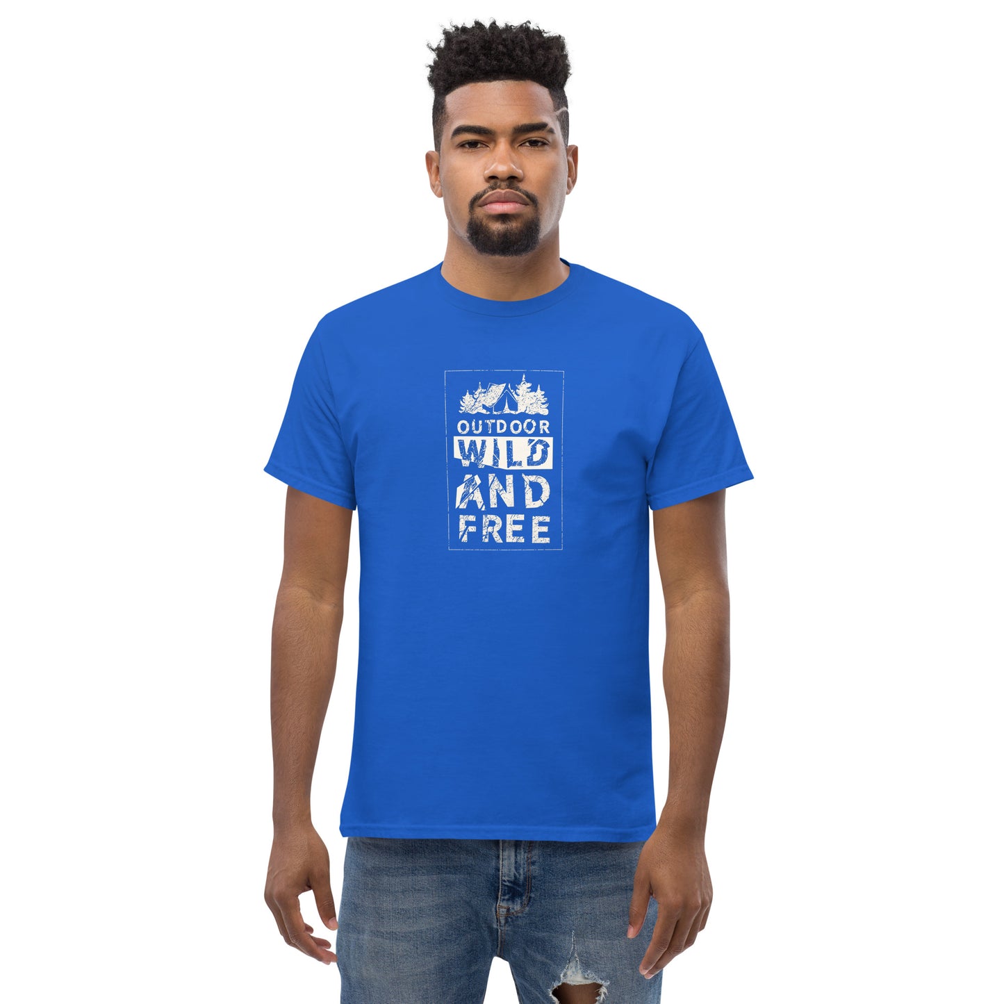 Unisex classic t-shirt - ADVENTURE OUTDOOR WILD AND FREE - BIG