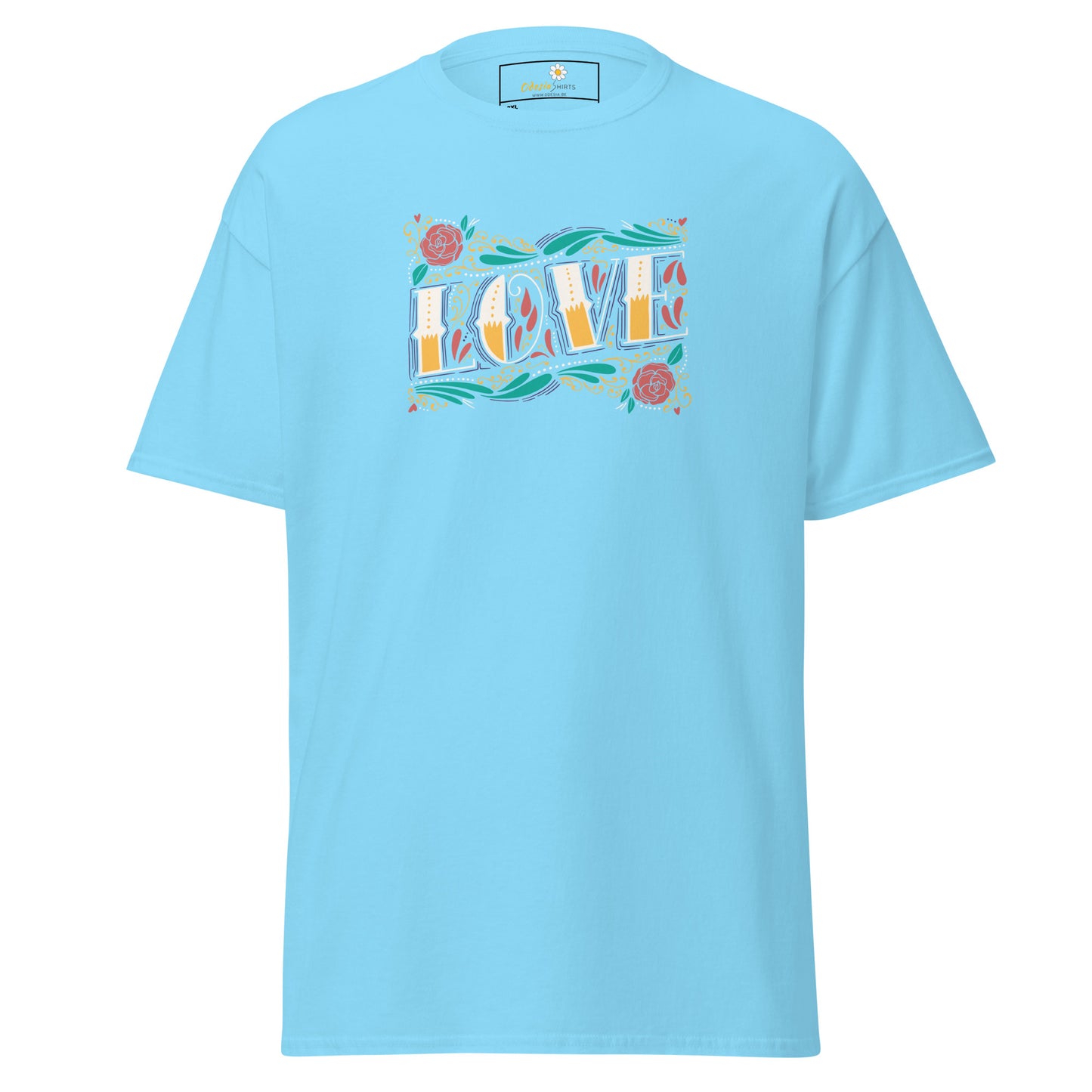 Unisex classic t-shirt - TEXT LOVE FLOWERS - BIG