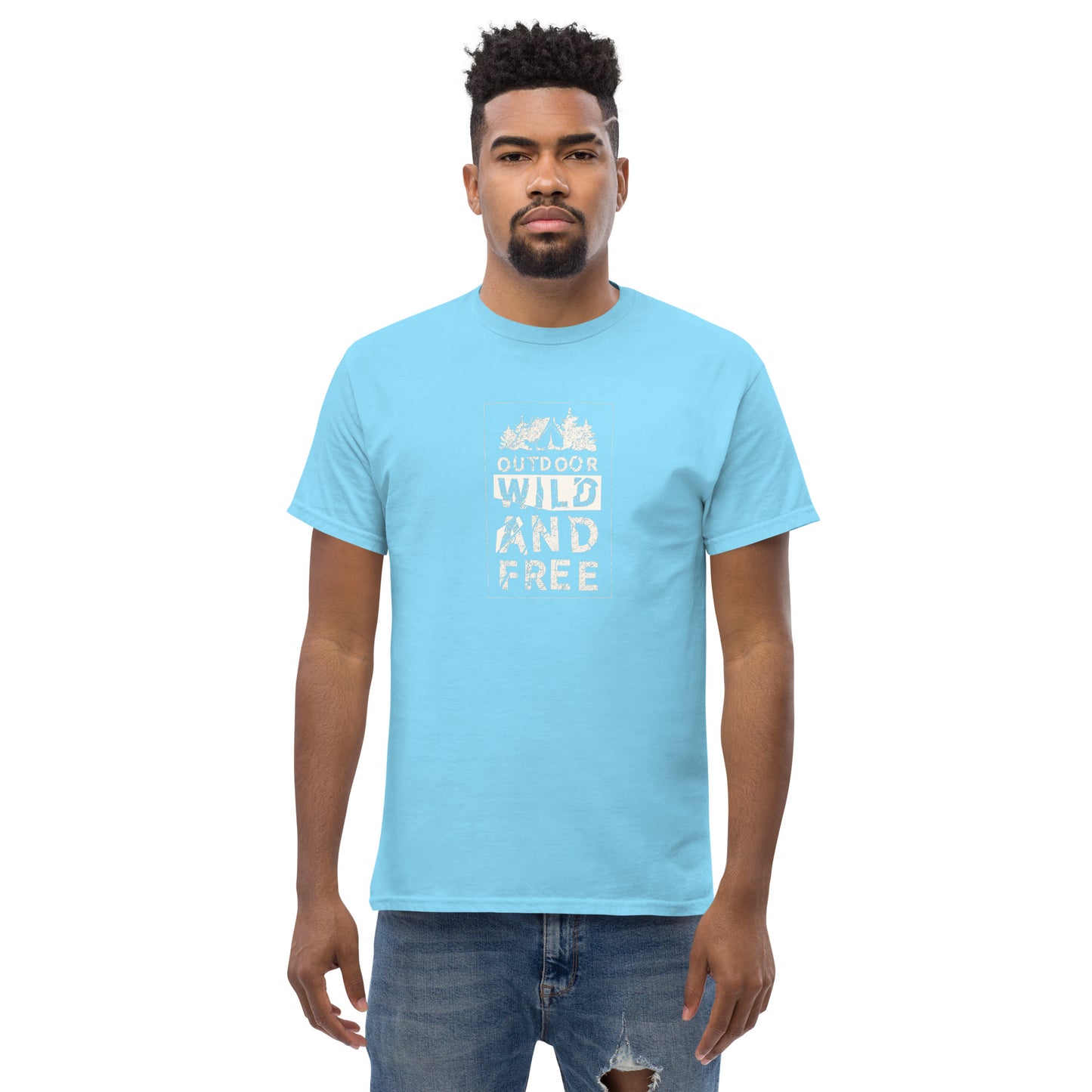 Unisex classic t-shirt - ADVENTURE OUTDOOR WILD AND FREE - BIG