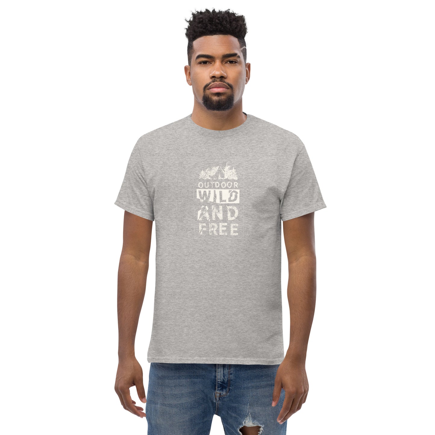 Unisex classic t-shirt - ADVENTURE OUTDOOR WILD AND FREE - BIG