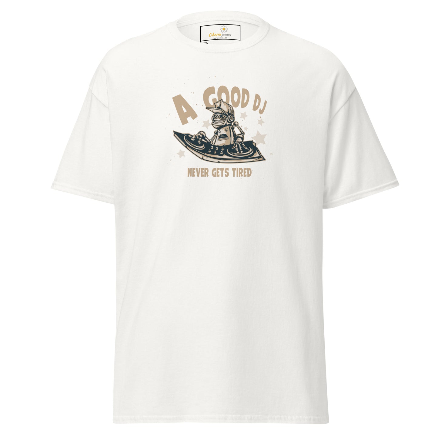 Unisex classic t-shirt - MUSIC A GOOD DJ NEVER TIRED - BIG