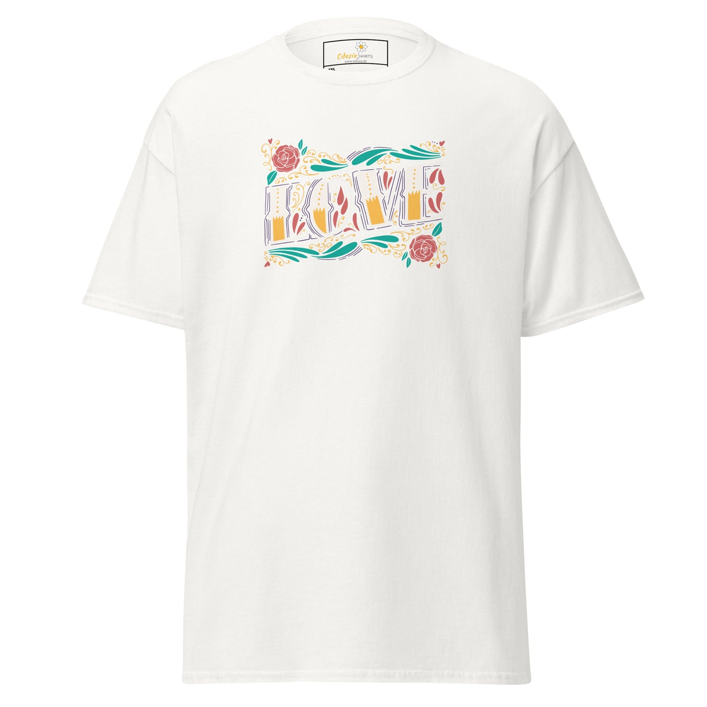 Unisex classic t-shirt - TEXT LOVE FLOWERS - BIG